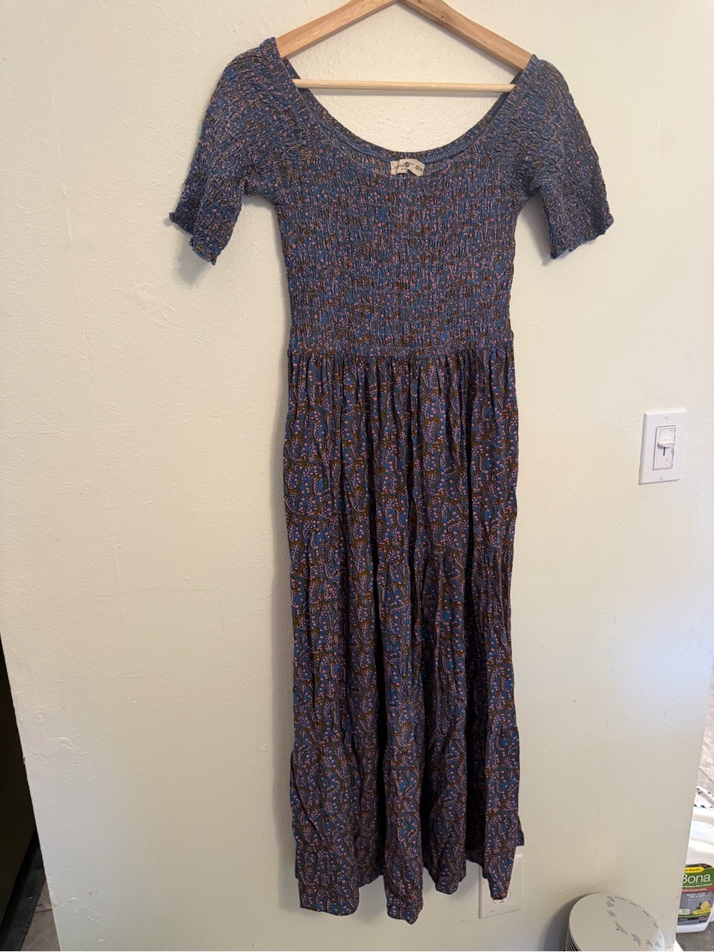 NATURAL LIFE Navy Paisley Smocked Maxi Dress